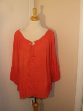 Carolyn Taylor Plus Size 2X Peasant Style Lightweight Shirt Top